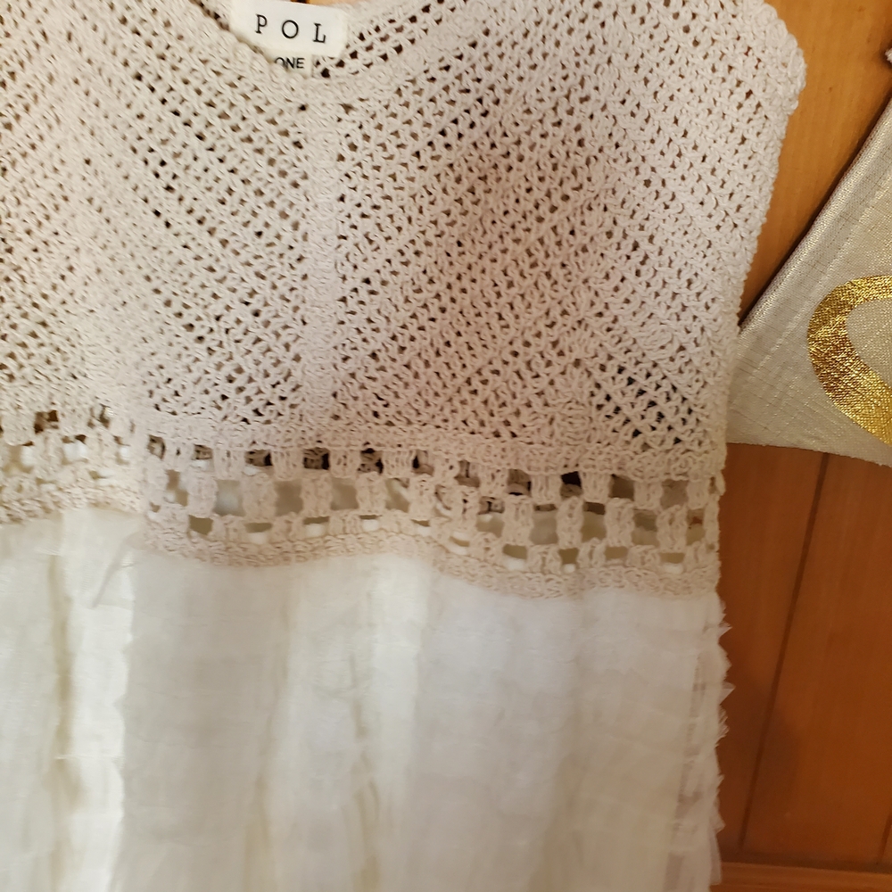 POL Cream Crochet Top Dress New - Picture 5 of 10